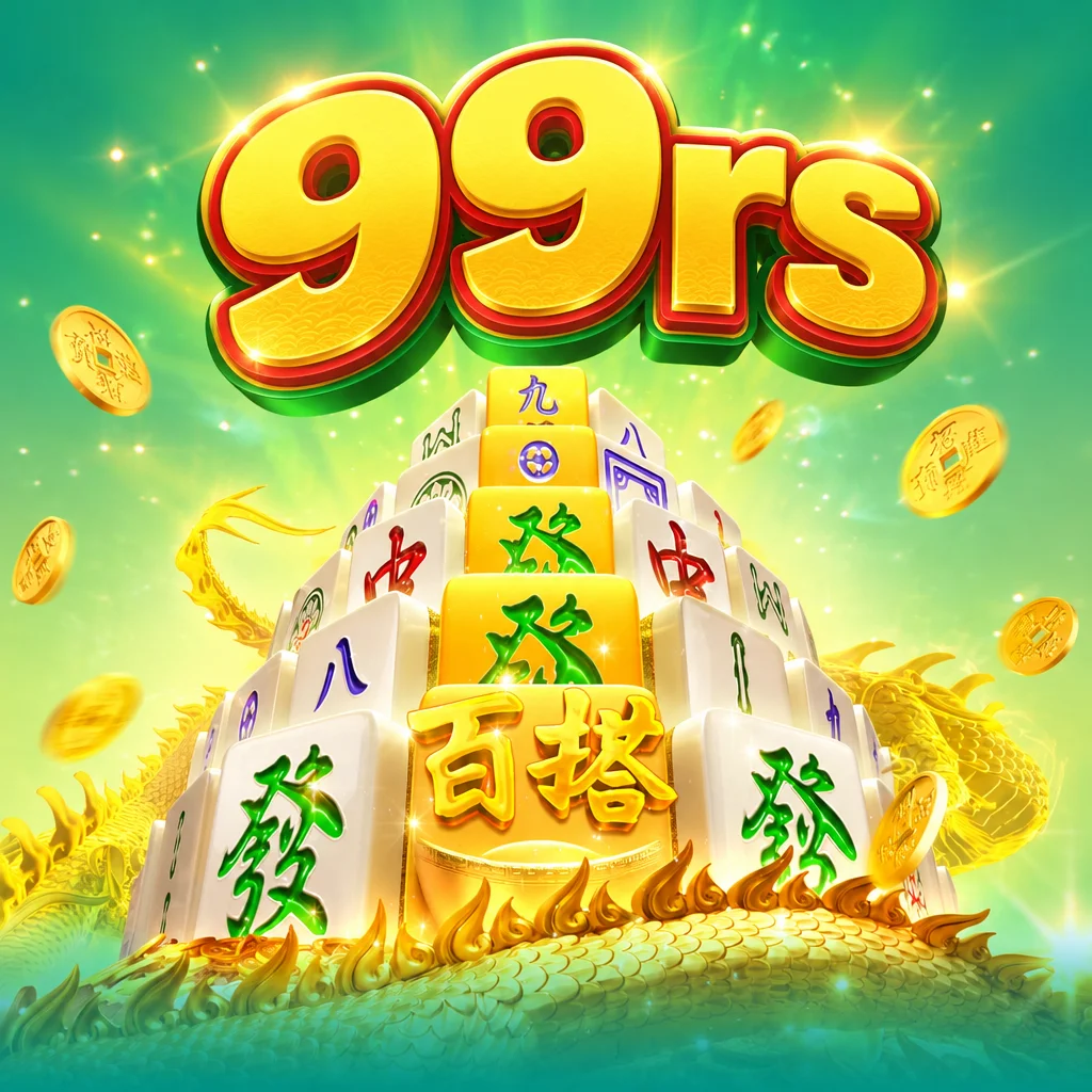 Tampilan visual Mahjong Ways 2 dari 99rs dengan tumpukan ubin mahjong bertingkat berlatar naga emas berkilauan